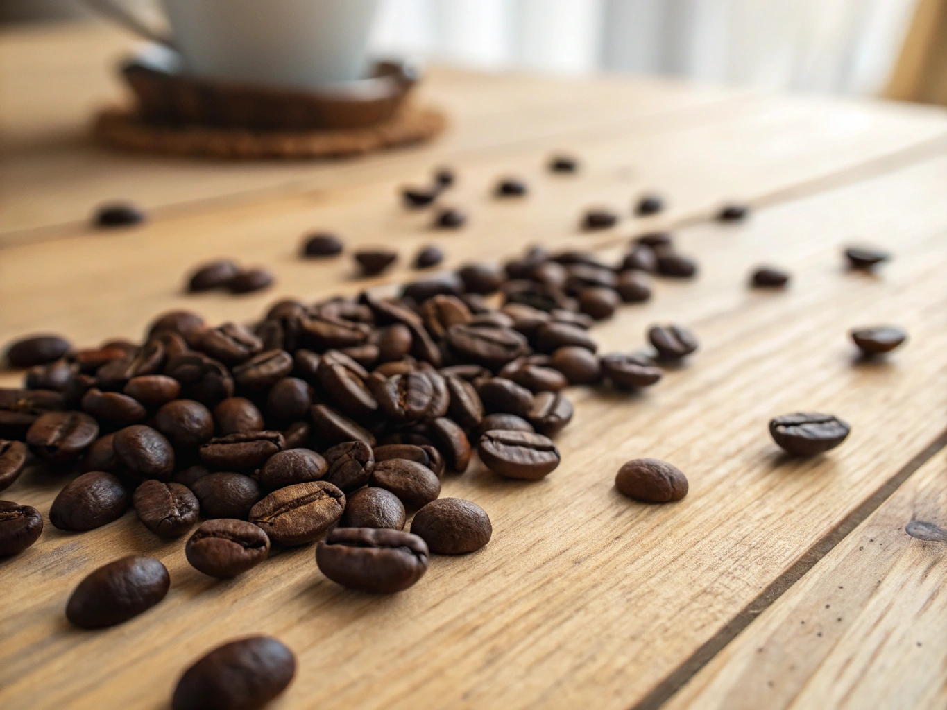 Freshly roasted coffee beans resting in storage